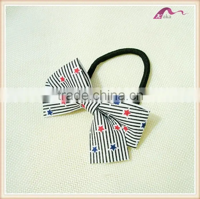 Fancy Star Print Fabric Elastic Hair Band With Bow For Girls