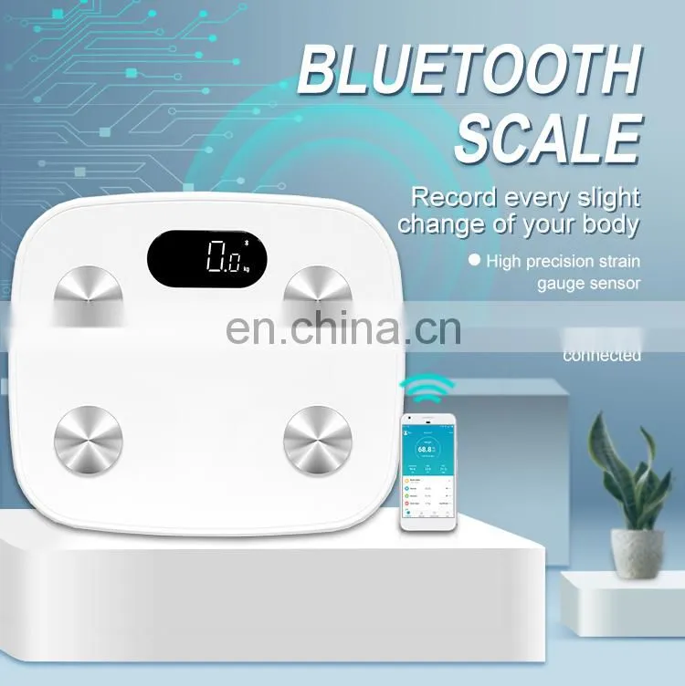 Best Selling Full ABS Plastic Body BMI Weighing Analyzer Blue tooth High Technology Personal Fat Scale