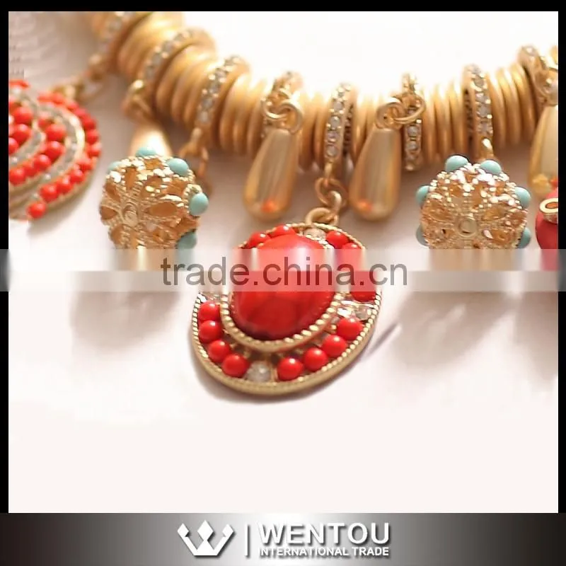 Wholesale Clothing Accessories Antique Drop Gemstone Necklace
