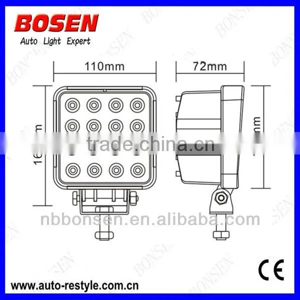 48W flush offroad LED work light truck light for for tractor, forklift, off-road, ATV, excavator, heavy duty equipment etc.