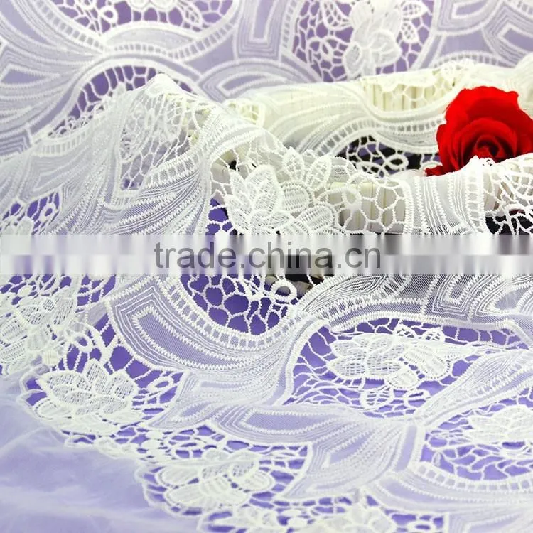 Woman garment accessories transparent micro fiber polyester white 130-135cm width mesh lace fabric