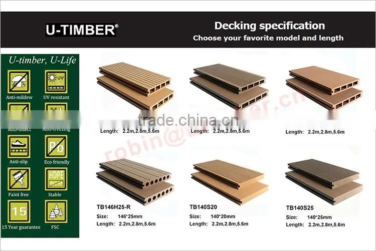 Outdoor wood plastic composite solid WPC decking