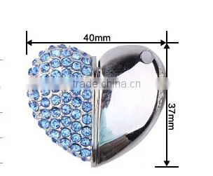 Heart-shaped Jewelry USB Flash Disk, Heart Shape Crystal USB Flash Drive