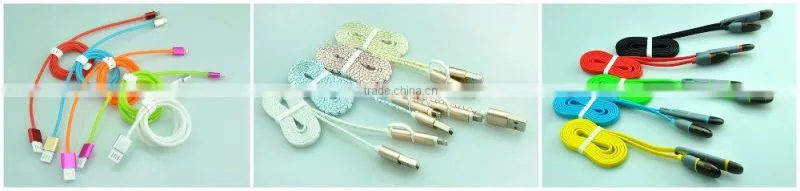 colorful transparent micro usb cable charger cable for Iphone/Ipad