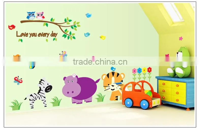 ALFOREVER the owl with other animals wall sticker,owl pvc sticker