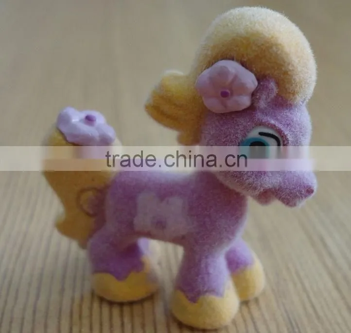 lovely collective plastic flocked animal horse toy for kids