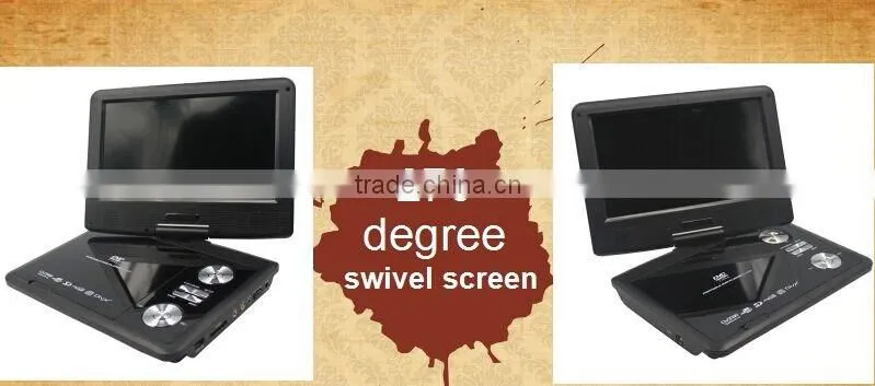 Super electronic shock resistance 7 inch lcd screen rechargable portable dvd player