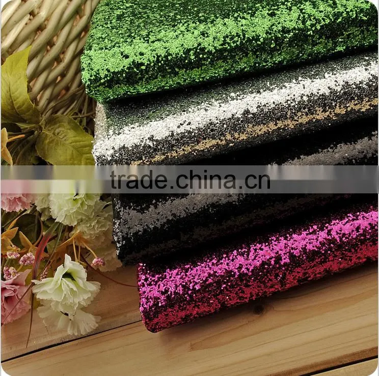 PU glitter artificial leather for upholstery and decorative grade 3 chunky glitter leather for wall paper