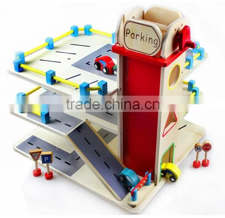 Good Quality Children Educational Play Set Wooden Car Toy Garage Cheap Price Parking Toy