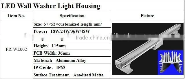 IP65 High Power Aluminum LED Wall Washer Light Housing
