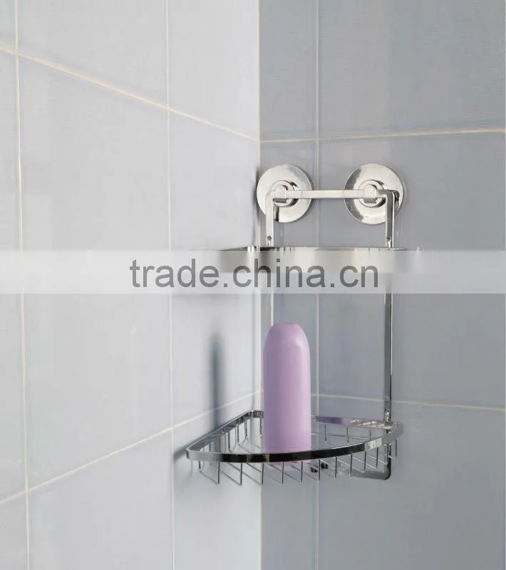 Bathroom double Corner Basket vacuum Suction cup Hook
