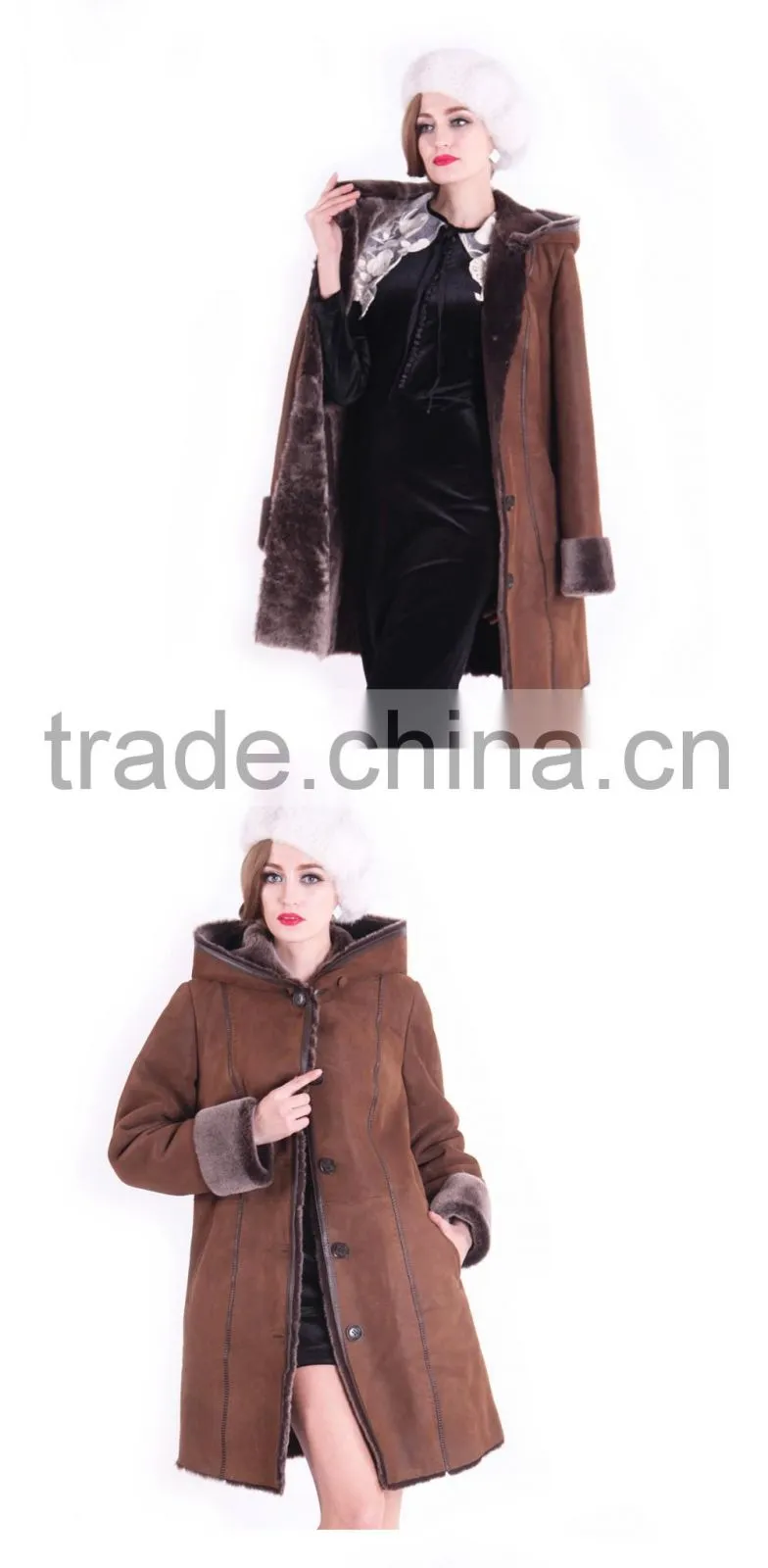 2015 New Design Winter Women Coat Long Slim Fit Wool Fur Overcoat
