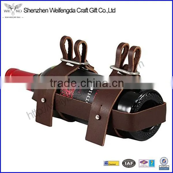 High-grade cowhide genuine leather wine bottle holder for bicycle