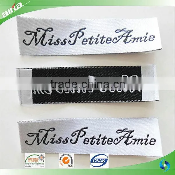 Customized satin woven label for clothing, wholesale garment woven label tags