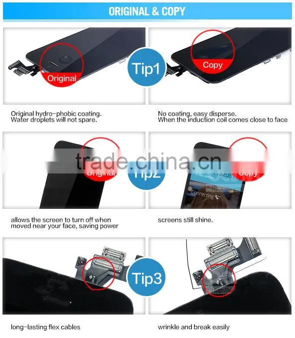 100% AAA best quality LCD Screen with Digitizer Assembly for iphone 5S LCD