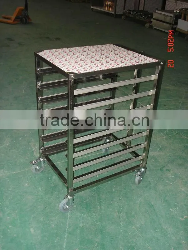 Single row 7 layers stainless steel tray trolley