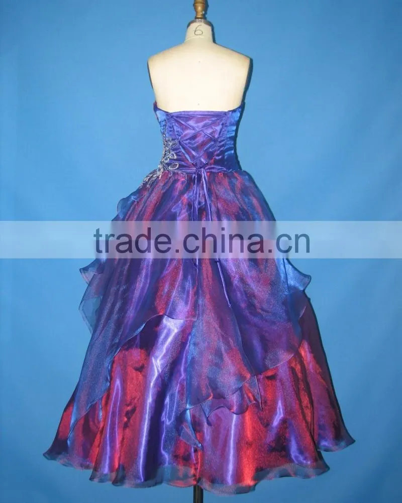 China Purple Fashion Wholesale Long Puffy Prom Dresses
