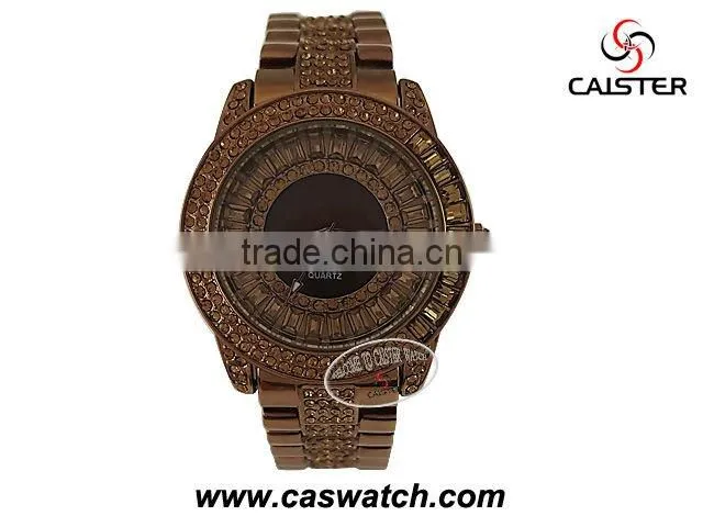 Luxury jewelry watch with custom dial and square faux diamond inserted