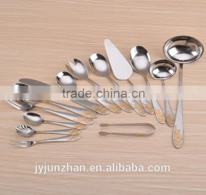 Gold plated fork knife sets with stainless steel 430 material and low price
