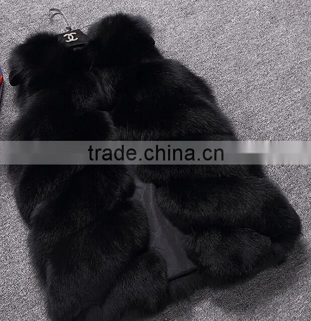 Unique design fashion knitted short fox fur vest with price