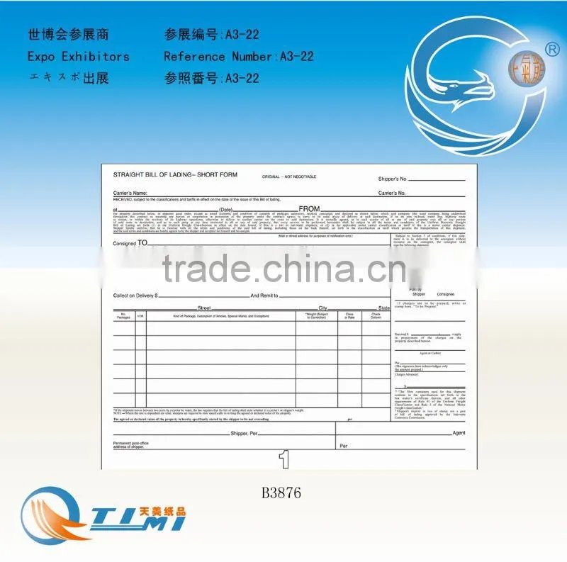 Bill of Laden business forms Sales Order Book Job Work Order Book