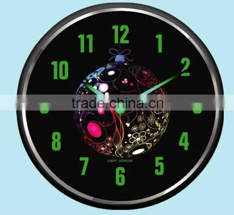 12" Smart light silence metal wall clock