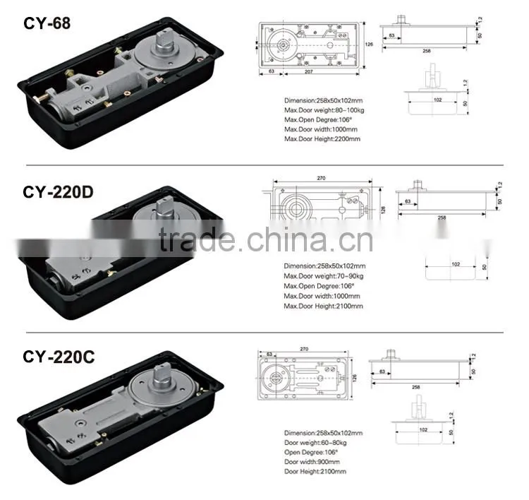 Iron Floor Spring Single Leaf For 80-90Kg Door Weight