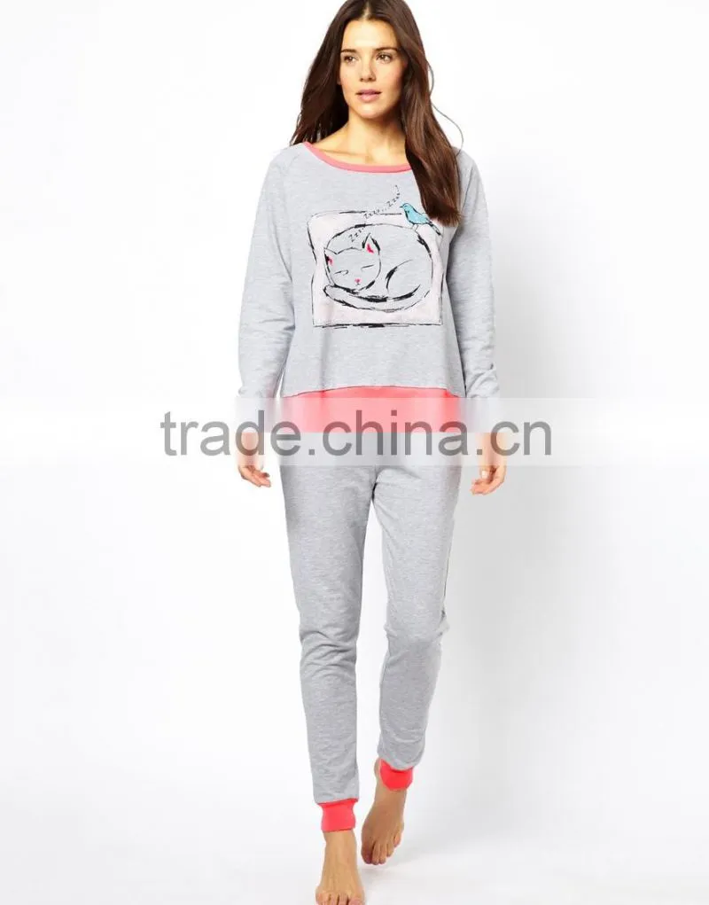 Rose Print Long Pajama Set