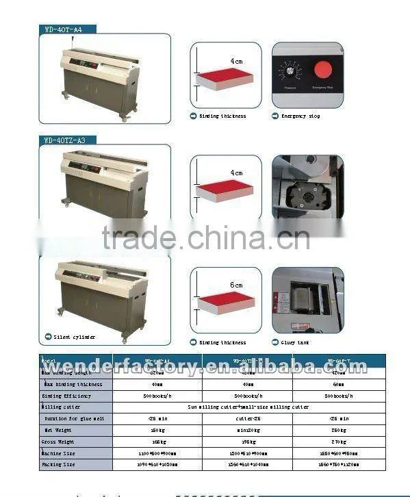 WD-40T-A4 Glue binder Glue Perfect Binding Machine
