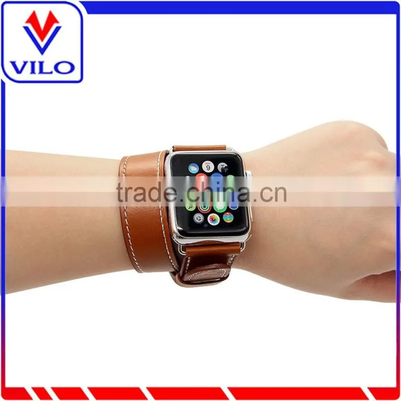 Luxury Genuine Leather Strap Bracelet Replacement Wrist Band With Adapter Clasp for Apple Watch