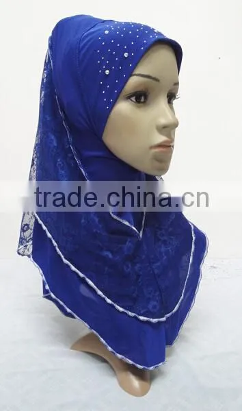 H259 latest muslim hijab with lace layer