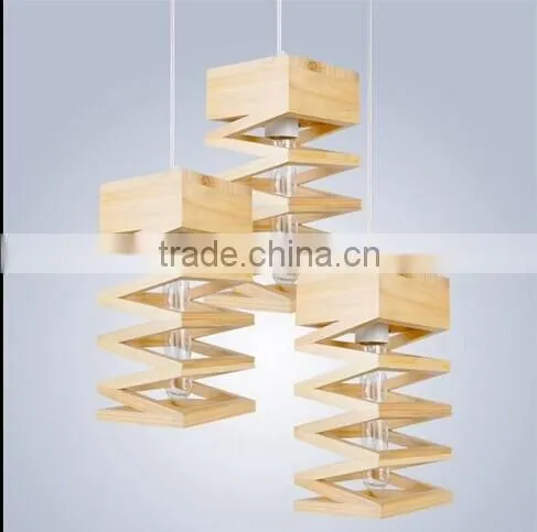 3 Lights Modern Style Wooden Island Light With 3 Rectangular Wood Frames