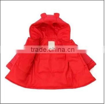 Girls' winter jacket with cotton fleece lining for casual wear children forck design red jacket for girls kids coat