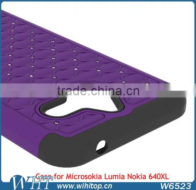 Starry Diamond Silicone+PC Phone Cover for Nokia Lumia 640 XL, Shockproof for Lumia 640 XL Hybrid Case