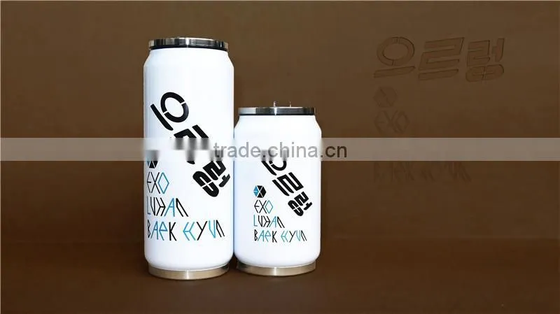 2015 Eco-friendly stainless steel cola can vacuum flask with straw