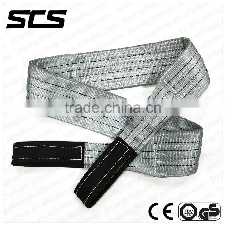 Grey colour flat polyester lifting webbing sling 4T 3M