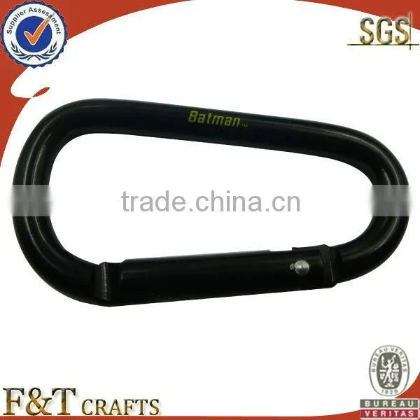 wholesale black climbing clips metal custom carabiner with custom laser logo