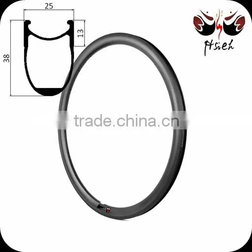 700C 20.5mm / 23mm / 25mm width clincher carbon rims 38mm deep, factory clincher carbon rims tubeless compatible