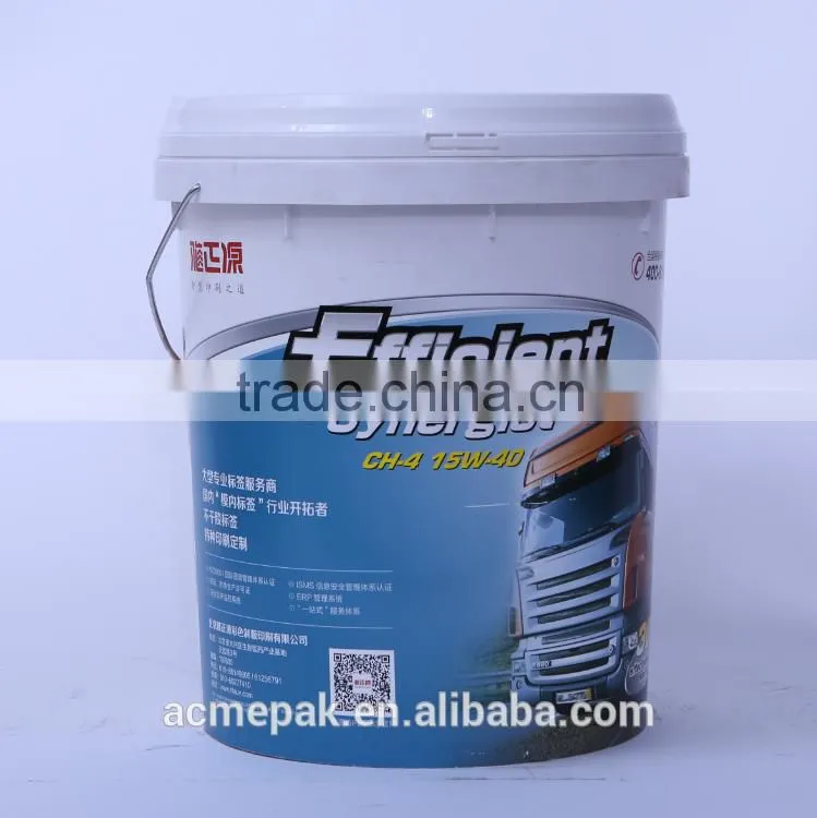 20L IML paint plastic bucket with lid and handle