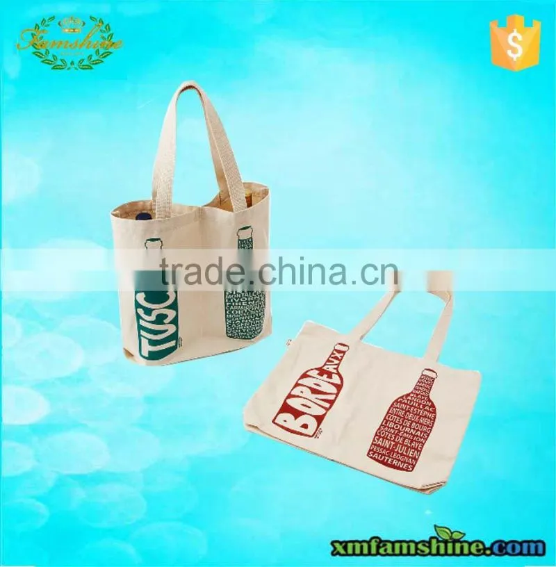 customized 2 pack bottle canvas wine bottle bags