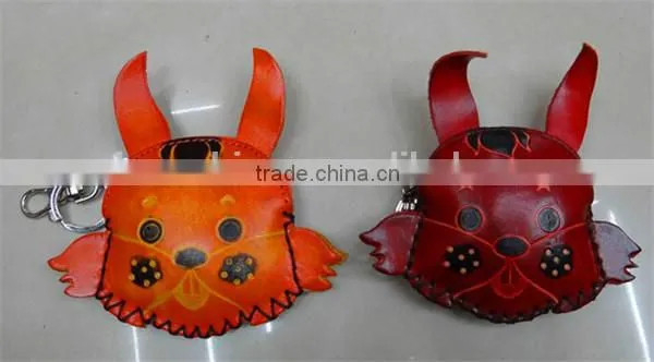 Chinese Handmade Animal Shape Genuine Leather Zip Coin Purse