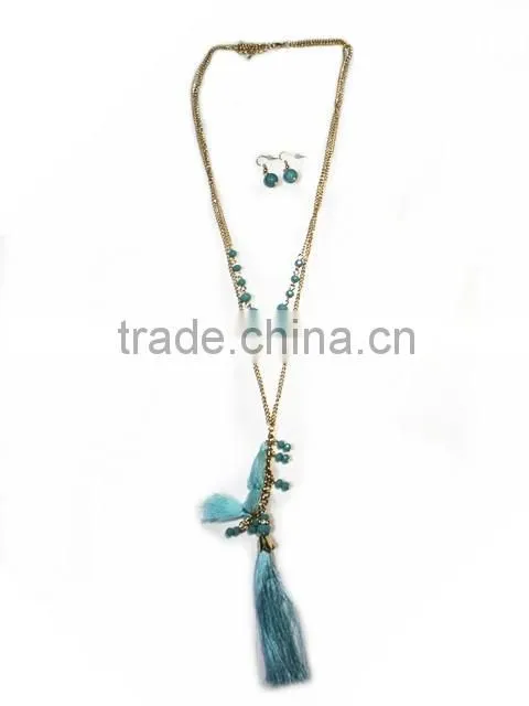 2016 new design multilayer beads metal stripes pendant chain necklace