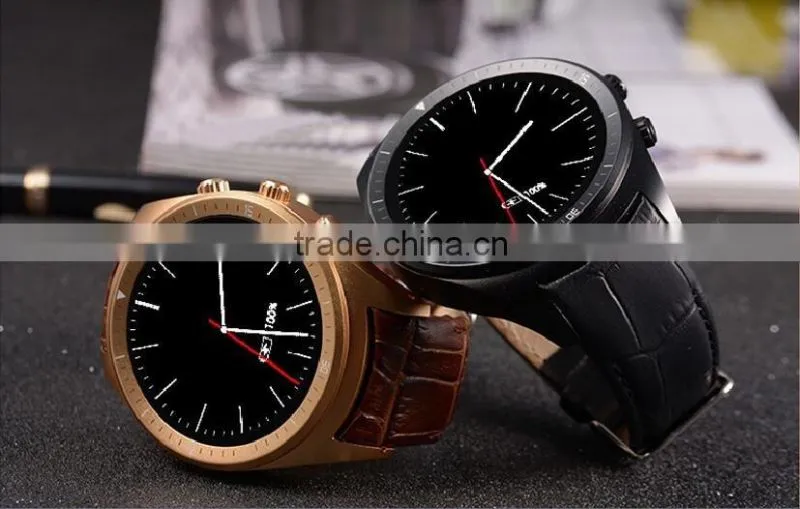 Round Display Android 4.4 smart watch with sim card slot support WIFI GPS Bluetooth