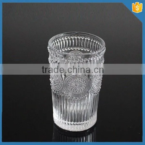 Pressed sunflower embossed glass tumbler wine glasses