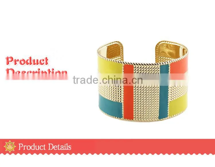 >>>4 colors Fashion Cuff Bracelets Bangles Exaggerated Gold Color with Colorful Enamel Bracelets New 2015/