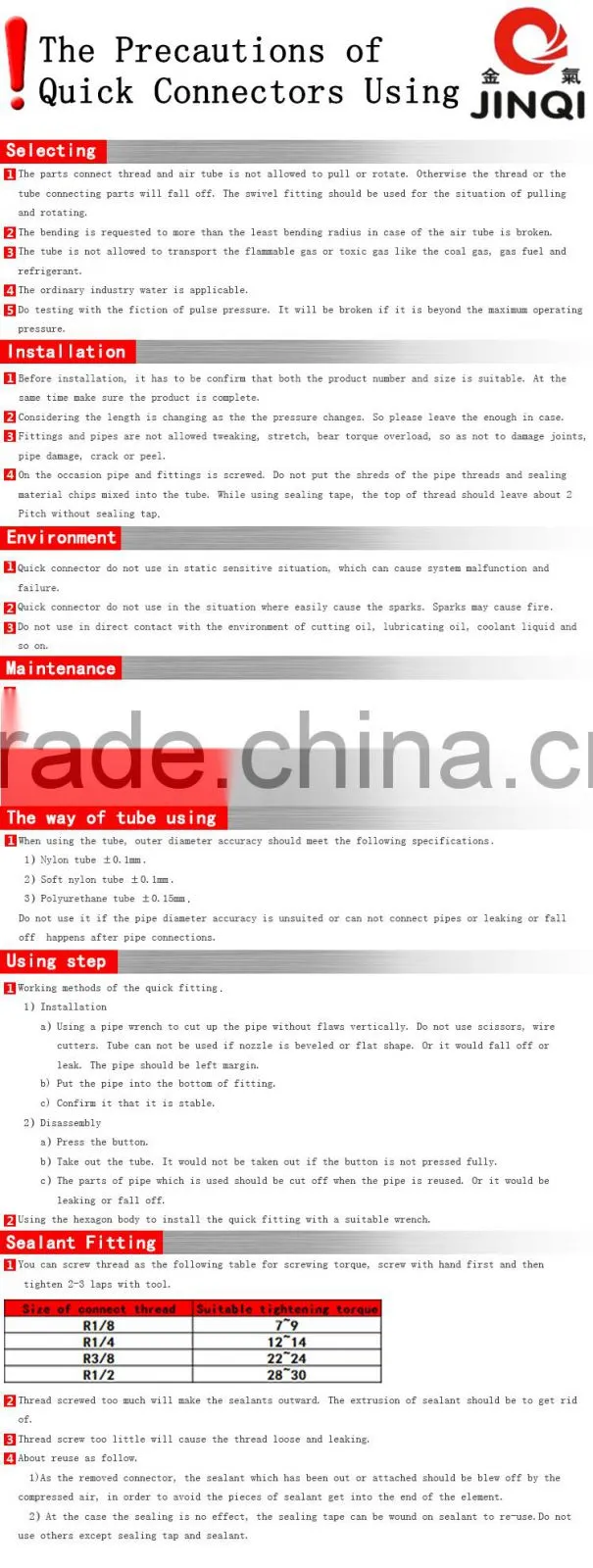 factory price air tube quick zinc collar joint