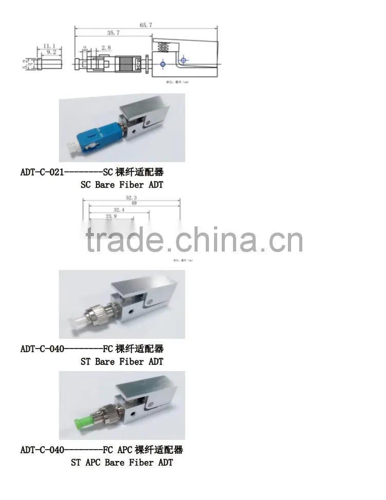 Manufacturer SC Bare Fiber Optic Adapter for Splice & Test