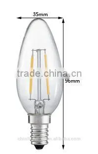 Standard Chandelier c35 2700k led filament candle light e14 c35 led filament bulb 4w candle c32 c35 c37 e14 4w c35 led filament