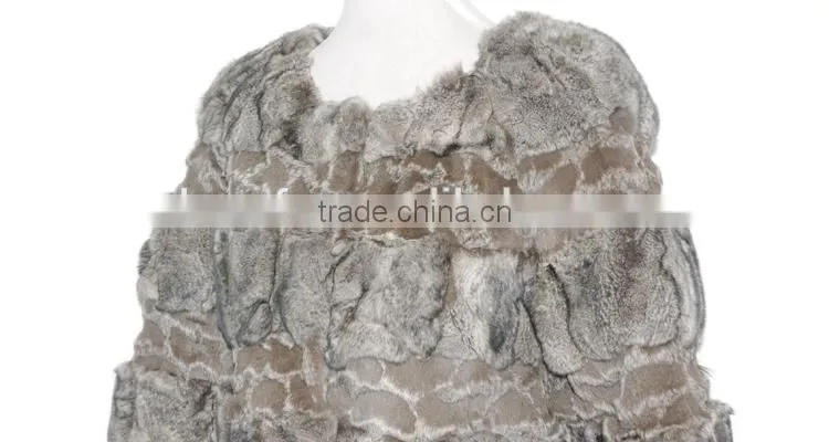 women rex rabbit fur coats patch fur coat KZ14132