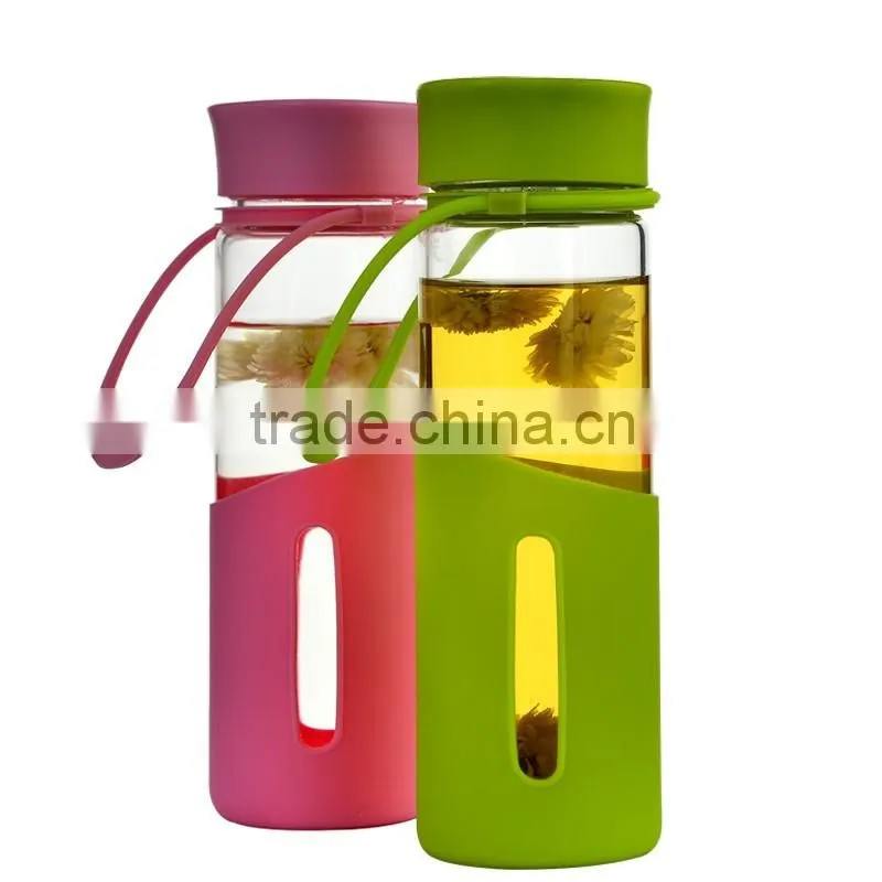 high quality travel water borosilicate glass bottle
